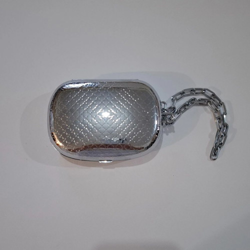 Paco Rabanne Silver Metal Clutch Bag new with chain strap