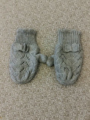 Knitted baby gloves new, grey, 6-12 months