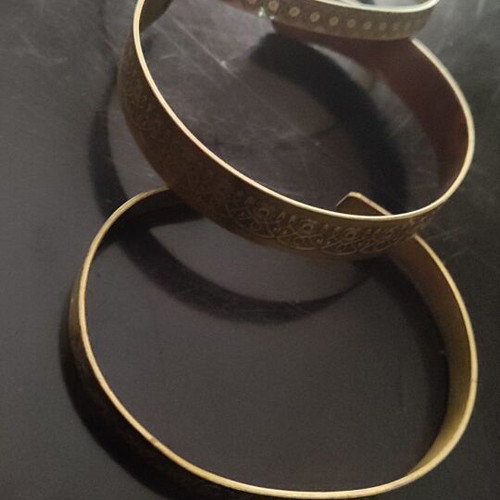 Bronze bracelets set of 3 with handmade engraving like new