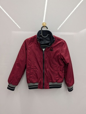 Benetton Kids Reversible Jacket Used 7-8 Years 130cm Black Red