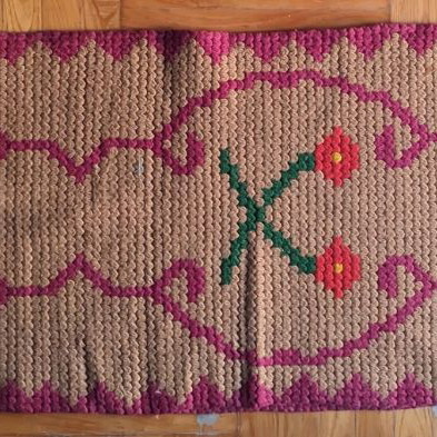 Knitted runner rug used, 50x320cm, vintage style