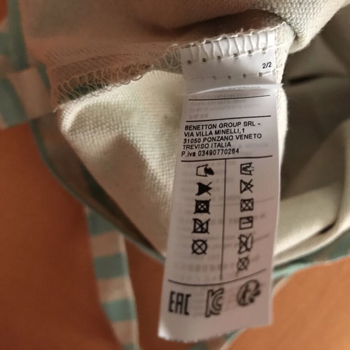 Benetton shopping bag like new, large striped cotton, crossbody