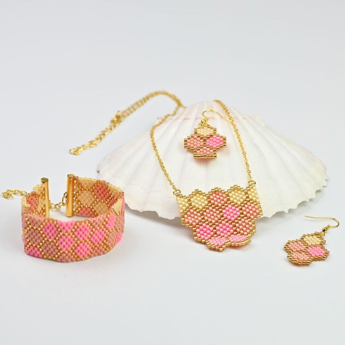 Coral Tenderness Set custom made with bracelet, necklace and earrings