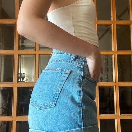 Bershka denim shorts, size S, blue
