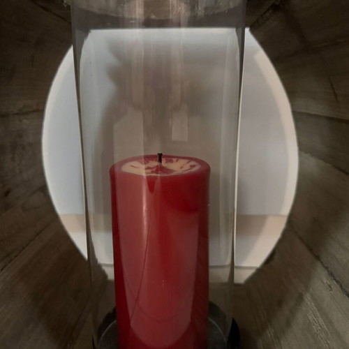 Wooden candle lantern like new, 21x19x26 cm