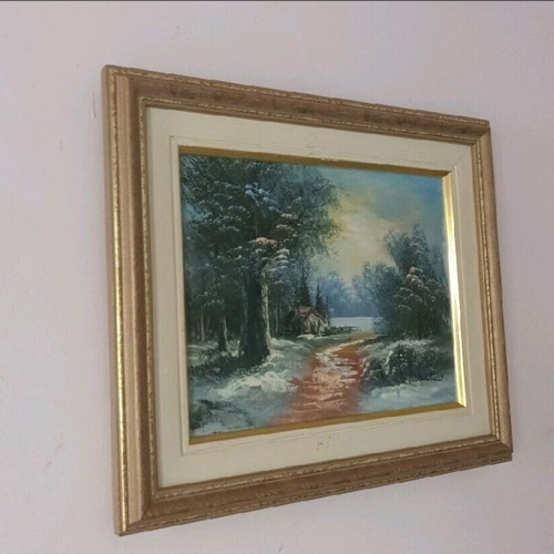 Oil painting used, signed, framed 38x33 cm