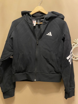 Ζακέτα Adidas unisex XS μαύρη και άσπρη σαν καινούργια με κουκούλα