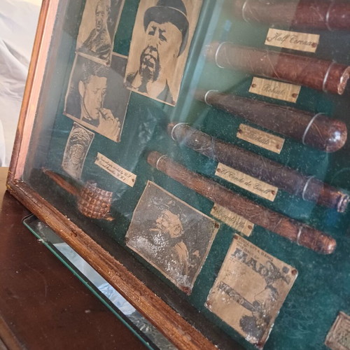 Vintage Sherlock Holmes Shadow Box Wall Decor with Tobacco Theme