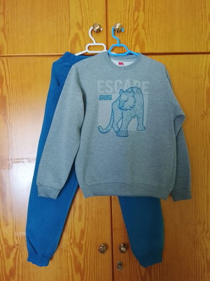 Joyce boys' tracksuit used, size 152-158 cm, gray and turquoise