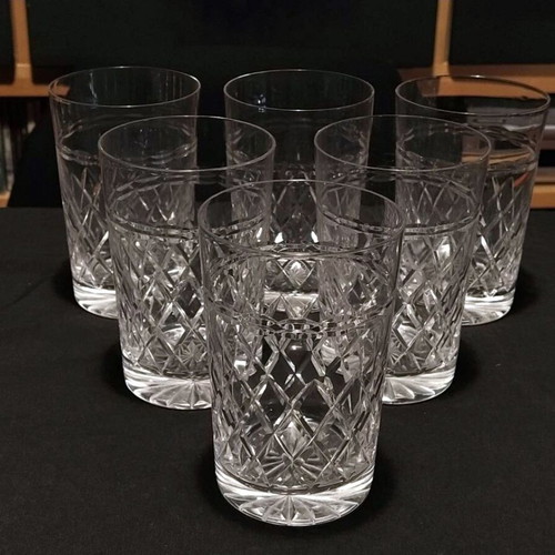 Crystal water glasses used, set of 6