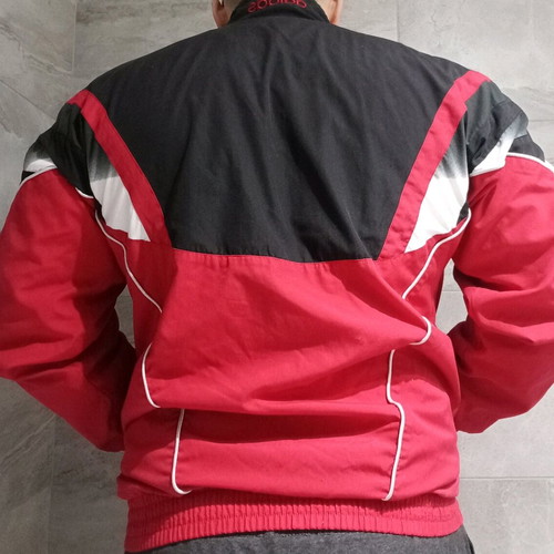 Adidas vintage track jacket used, red and black 90s design