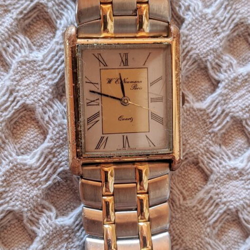 Vintage W. E. Neumann Paris Quartz watch used, two-tone Swiss made