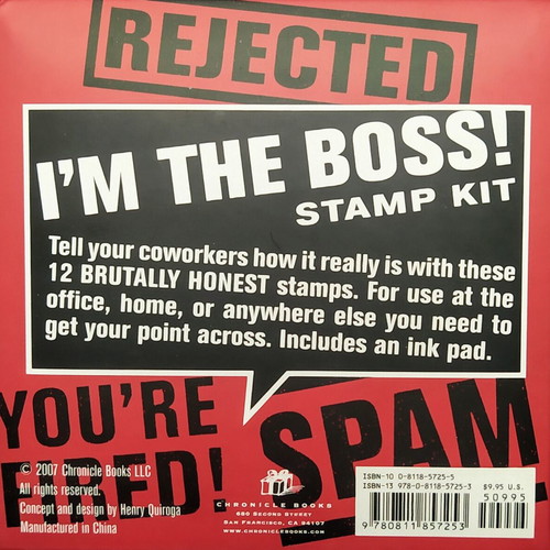 Stamp kit with 12 different office stamps and new ink pad