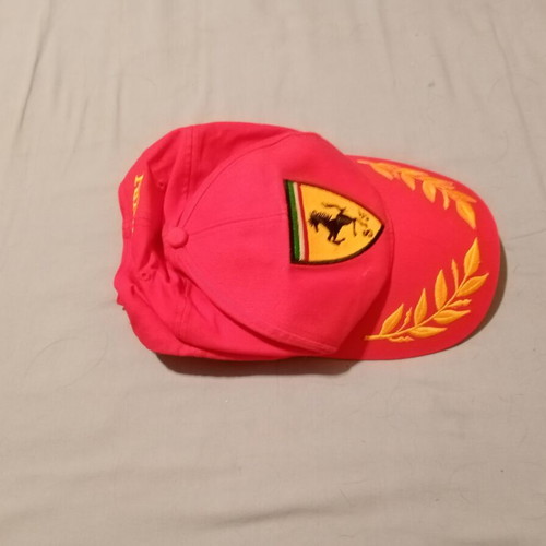 Ferrari hat like new with gold embroidered laurel leaves, red, size L