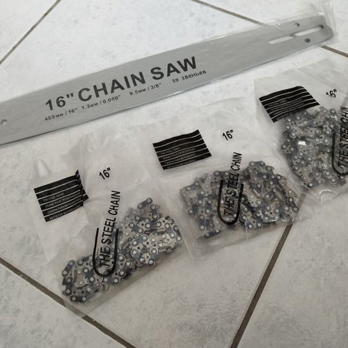 Chainsaw bar set and 3 chains 16 inches with 59 teeth new
