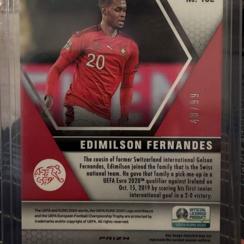 2021 Panini Mosaic Uefa EURO Soccer Edimilson Fernandes Blue Prizm card new