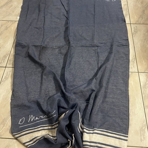 Cotton beach towels pareo blue with fringes 2 pieces 180x90cm