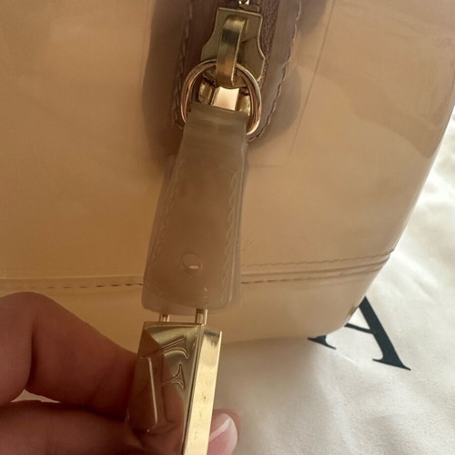 Furla Candy satchel new, beige glossy rubber