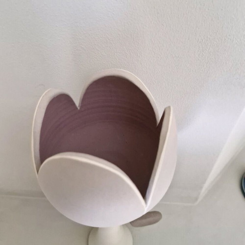 Handmade ceramic tulip decoration used