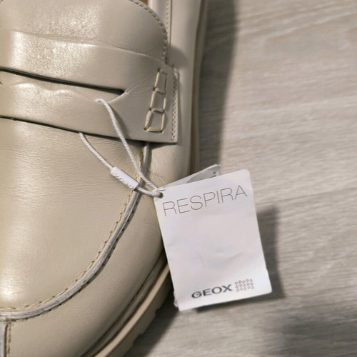 Geox Respira women's leather Bleyze beige moccasins new