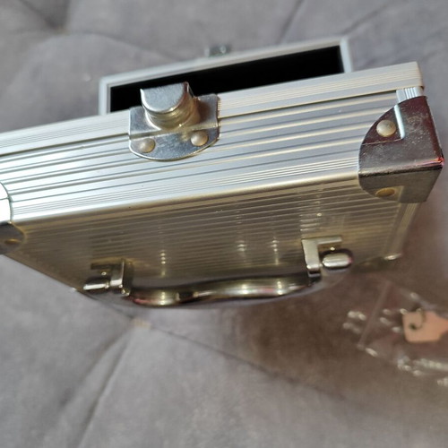 Mini aluminum jewelry box with mirror and key