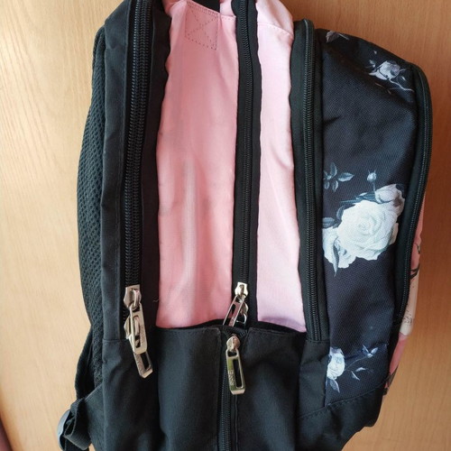 School backpack large for elementary girl used, pink and black