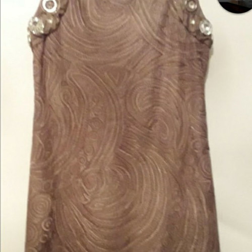 Dress used brown, 100% silk with crystals, size S