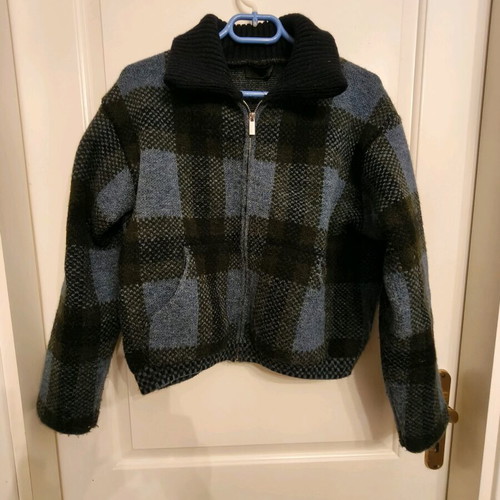 Zara Checked Knit Bomber Jacket like new, knitted checked cardigan