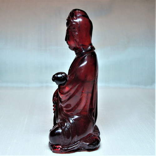 Amber Guanyin KuanYin Ruyi Buddha used, 19th century