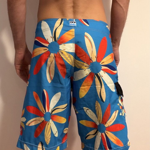 Billabong swim shorts used, size 31, floral pattern, turquoise