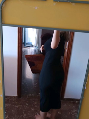 Ριπ ελαστικό φόρεμα σαν καινούργιο, midi, one size, μαύρο