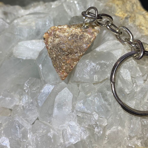 Key Chain Handmade with Natural Raw Agate new, orange