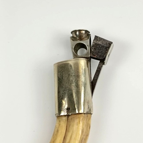 Antique German cigar cutter from 1930s like new, boar tooth and silver