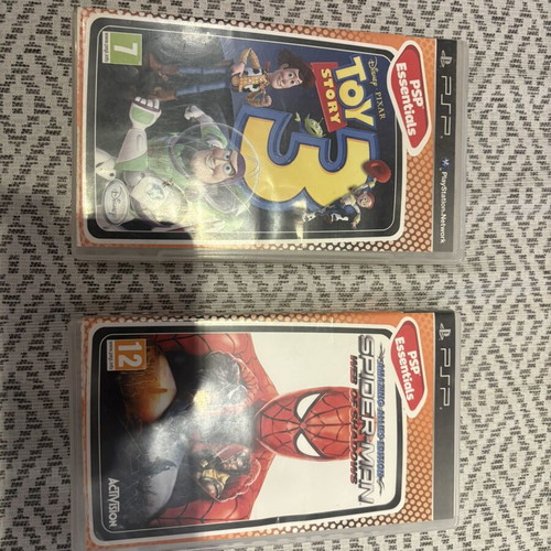 PSP games used, Toy Story, Spider-Man, God of War, Crash of the Titans