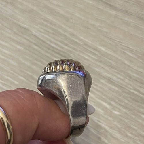 925 silver gold ring size 62, 18k gold top
