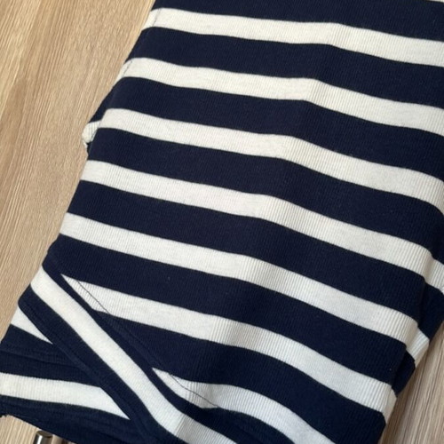 Pull & Bear Mariniera Ribbed Top like new, size S, white and blue