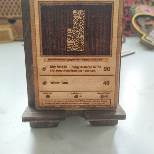 Wooden Pokemon decorative card with stand, MissingNo