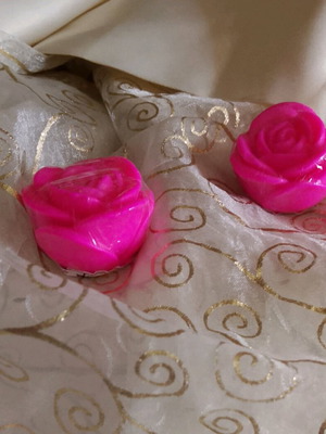 Handmade rose-shaped soaps new in packaging