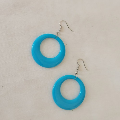 Pop Art Blue Earrings with Stainless Steel Hooks