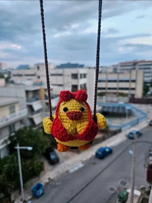 Handmade crochet bird car mirror hanging like new