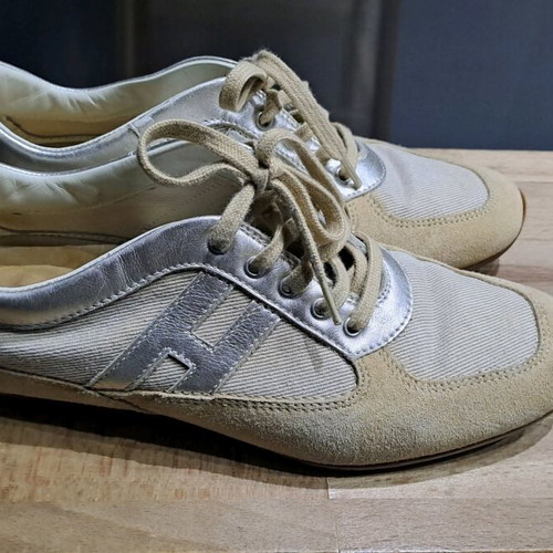 Hogan sneakers suede and fabric size 36 refurbished beige/silver