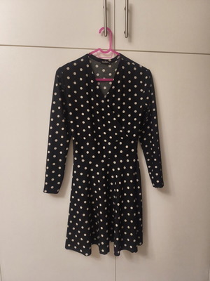 Polka Dot Dress used, small, black and white, wrap style