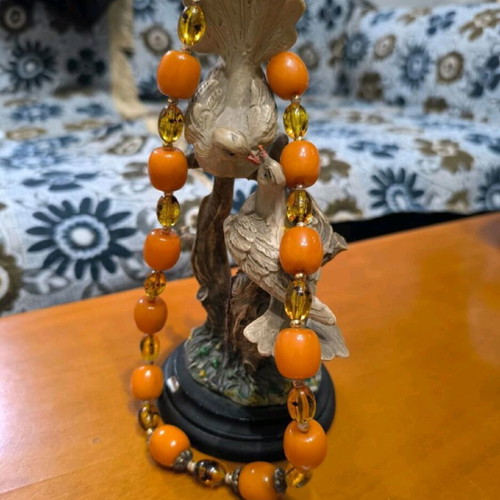 Amber necklace with silver setting like new
