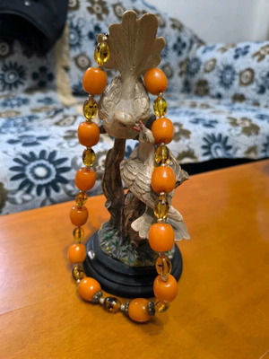 Amber necklace with silver setting like new