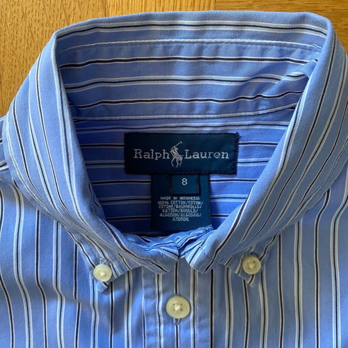 Polo Ralph Lauren kids shirt like new, blue striped, size 8