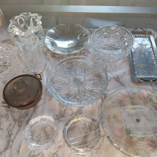 Crystal fruit bowls, vases, ashtrays used, set