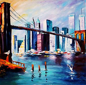 "Πολύχρωμη Νέα Υόρκη" Πίνακας 40x50εκ, Λάδι με σπάτουλα