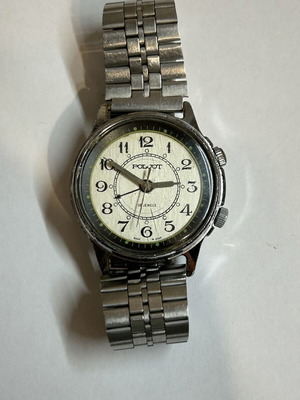 Poljot Signal mechanical wristwatch with alarm used, white and silver
