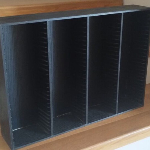 Wooden black CD shelf used, 54x38 cm