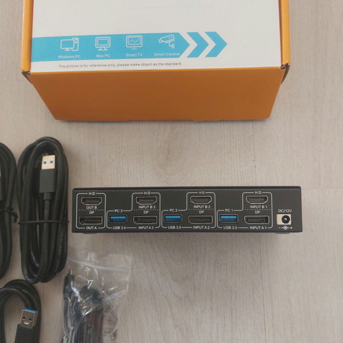 Camgeet Dual KVM Switch 3x2 (DP + HDMI) New, USB 3.0, 4K@144Hz / 8K